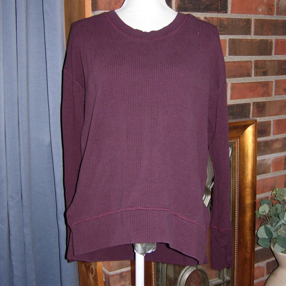 Athleta Spiced Cabernet Coaster Lux Waffle Thermal Sweatshirt M